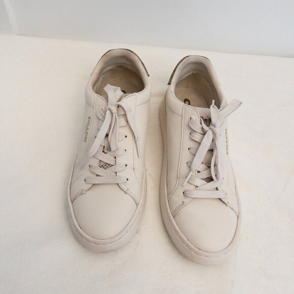 Coach White Leather Sneakers – Women’s 7.5B | Classic Minimalist Designer Shoes - Picture 3 of 6